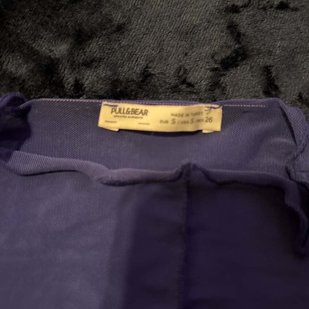 Pull&Bear Purple Mesh Long Sleeve Top, Size S